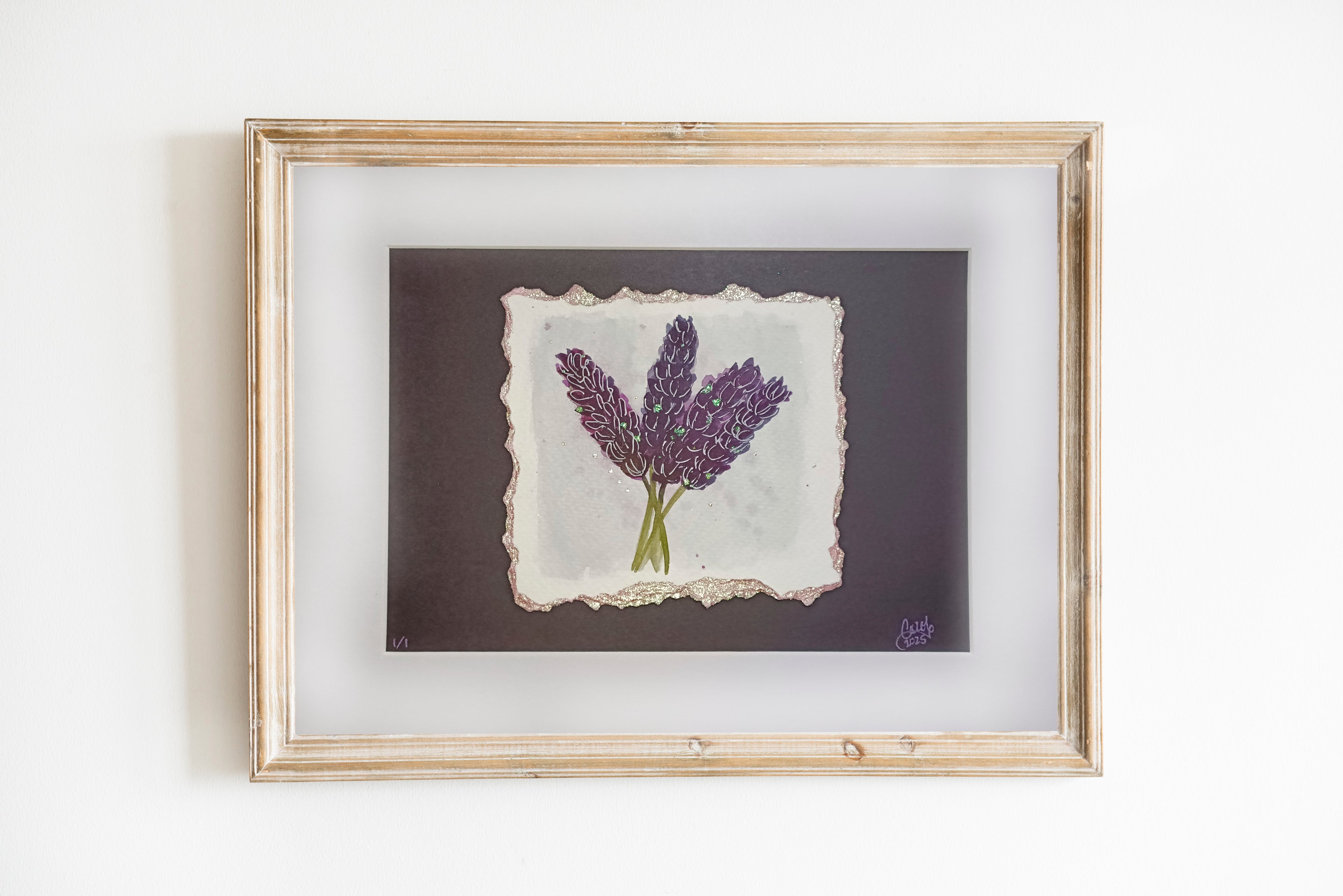 Lavender on Black - Original Watercolour Illustration