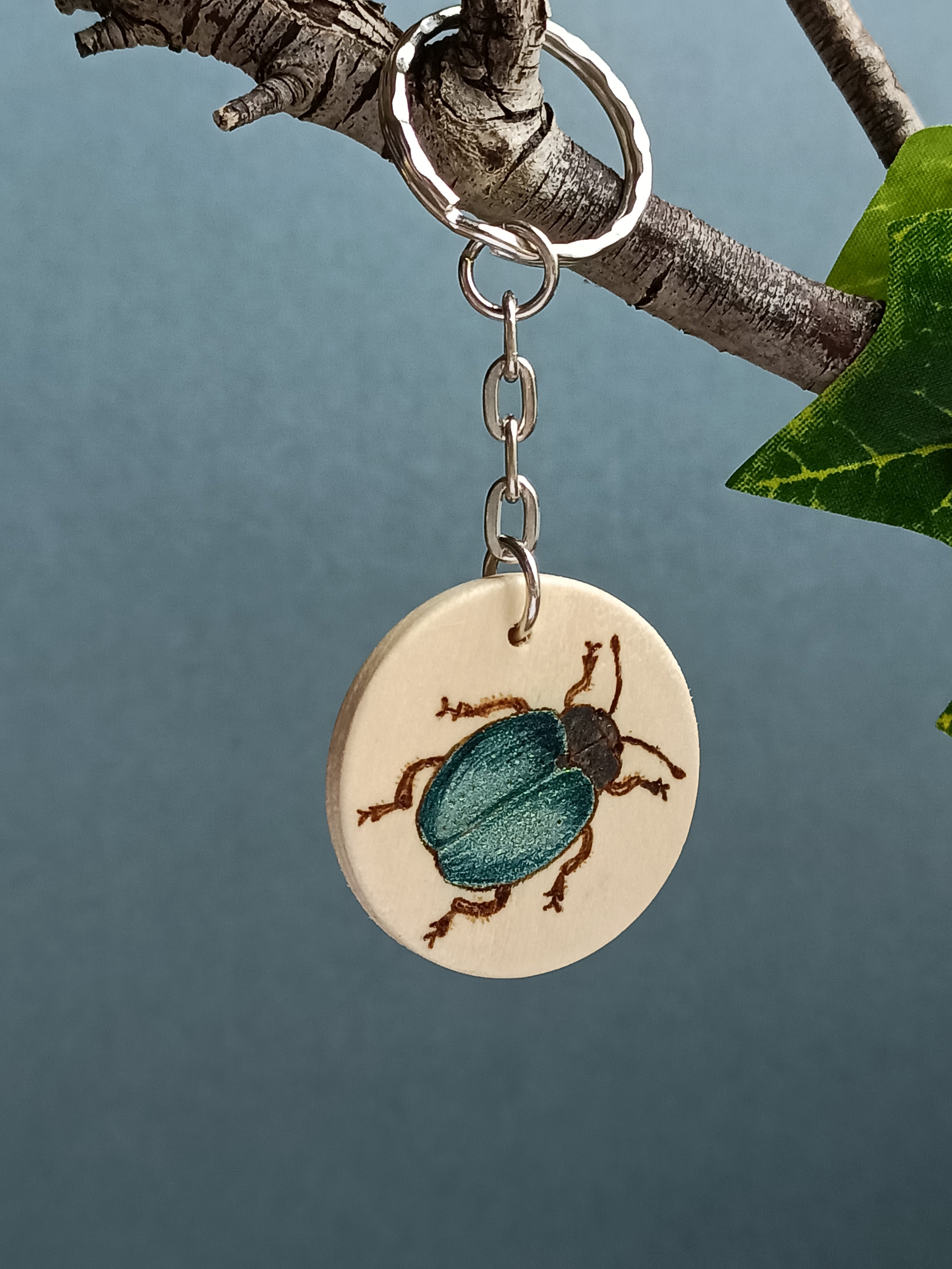 Blue Beetle Insect Keyring