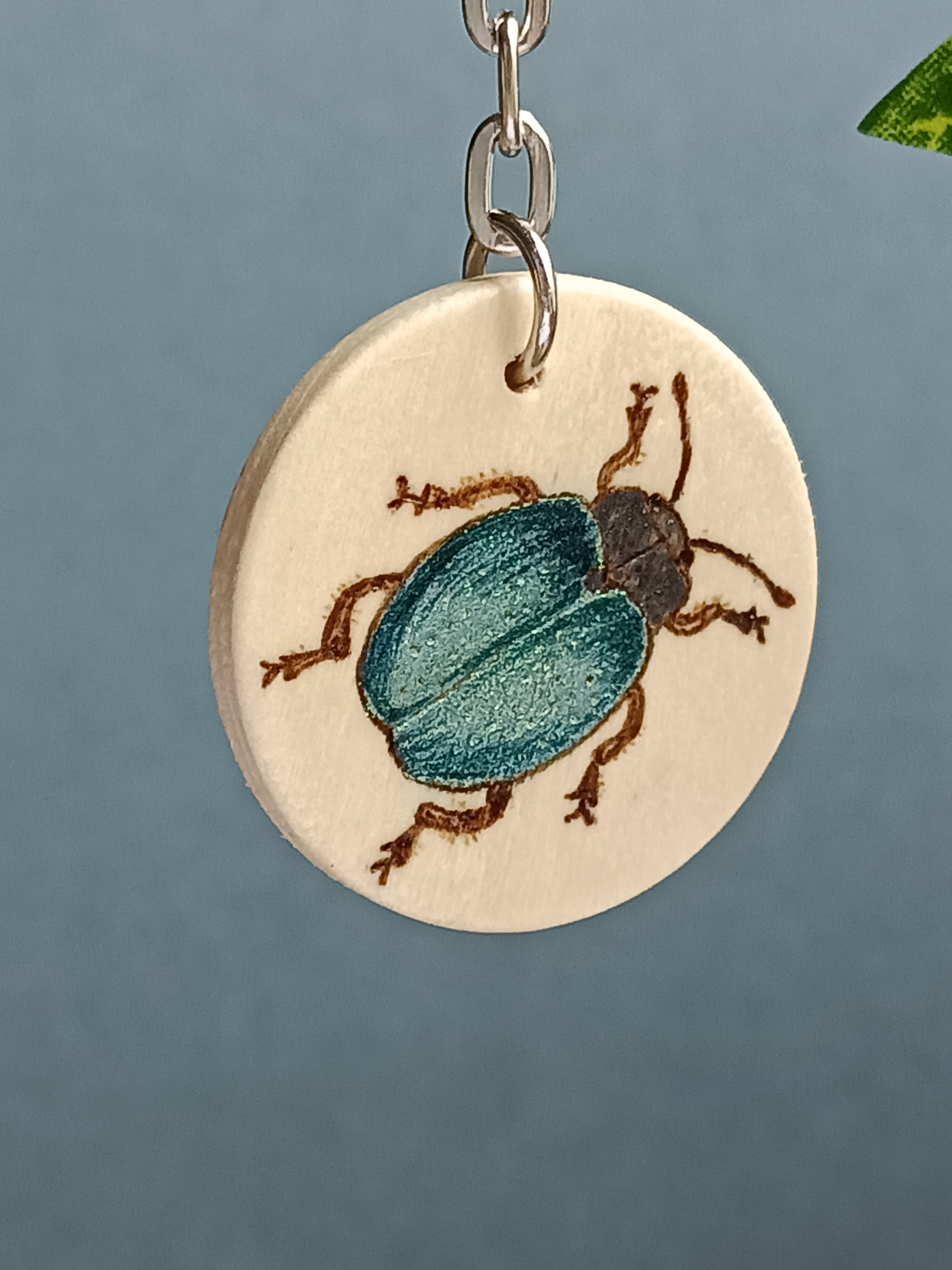 Blue Beetle Insect Keyring