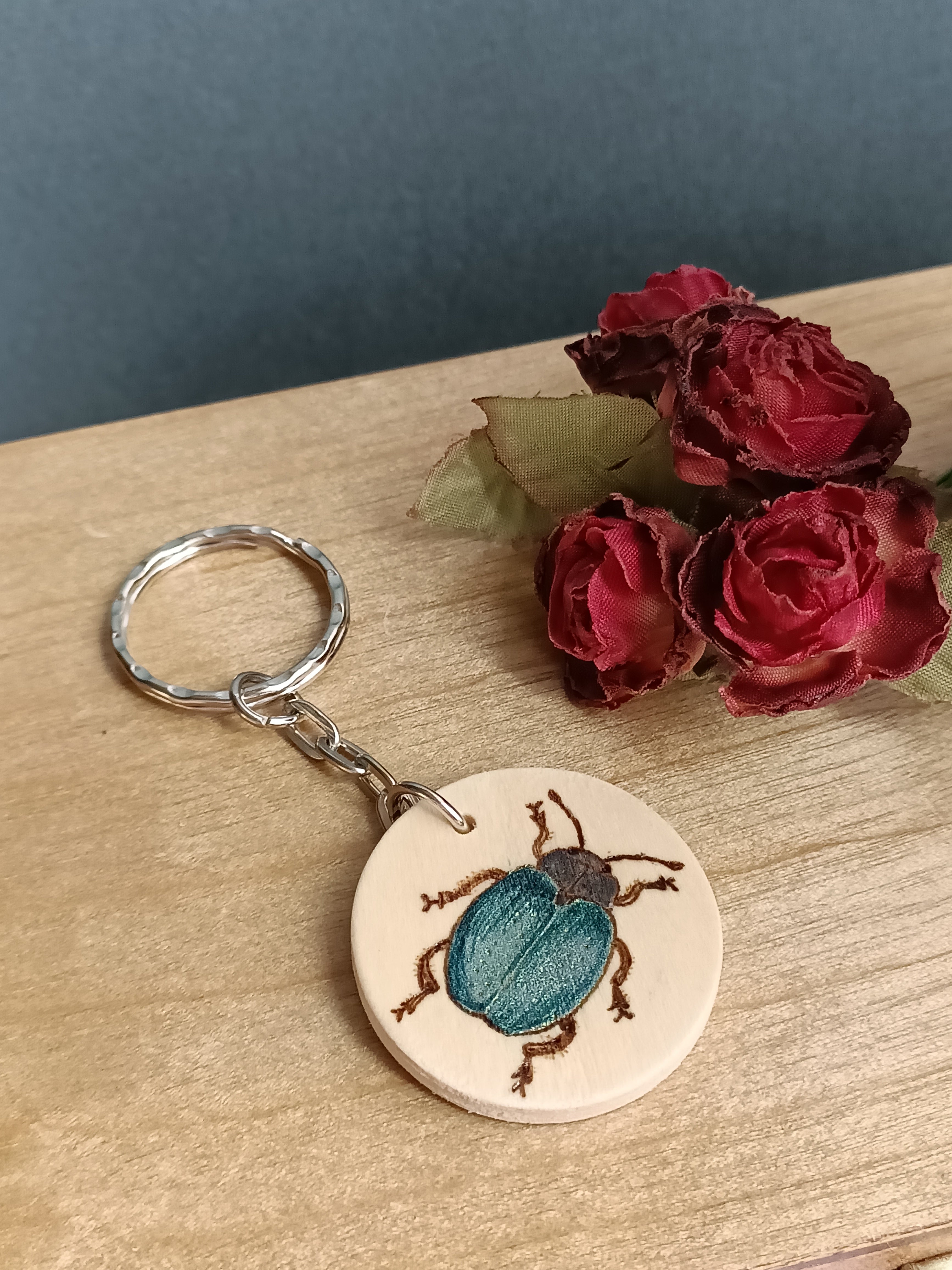 Blue Beetle Insect Keyring
