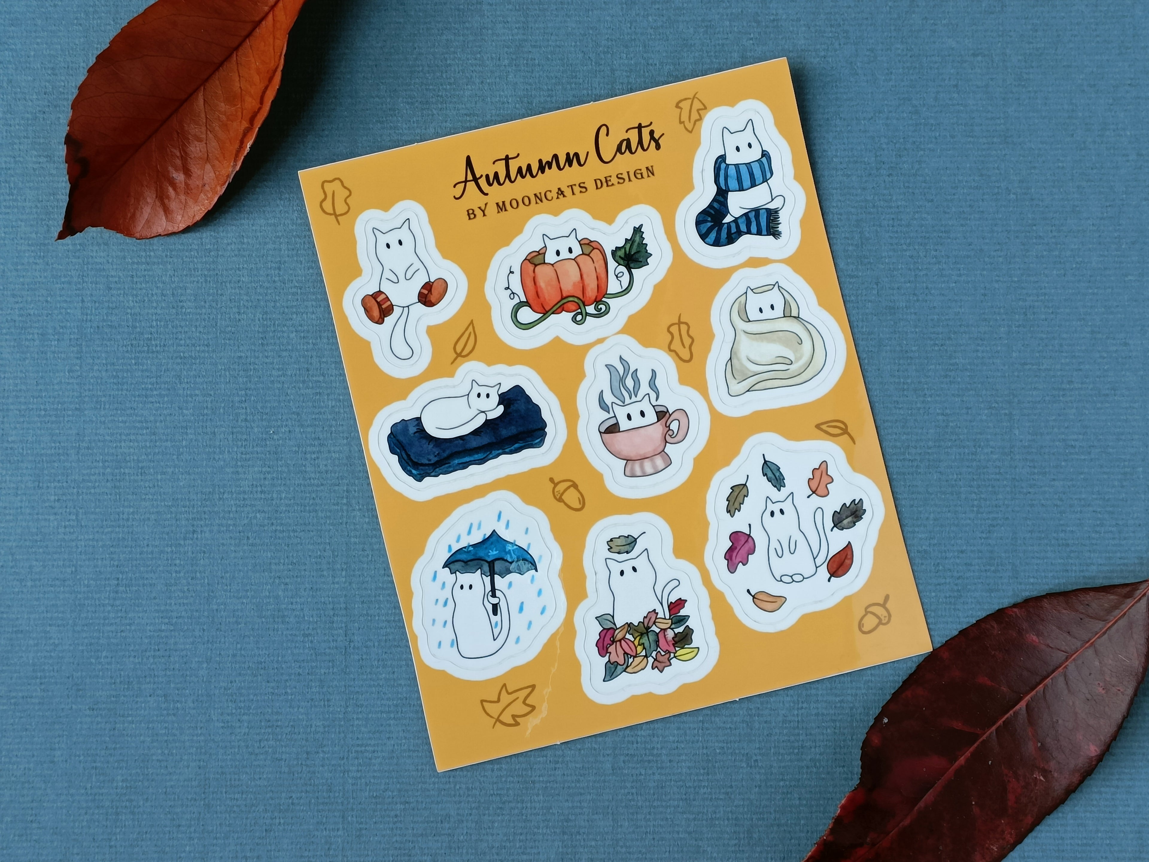 Autumn Cats Sticker Sheet