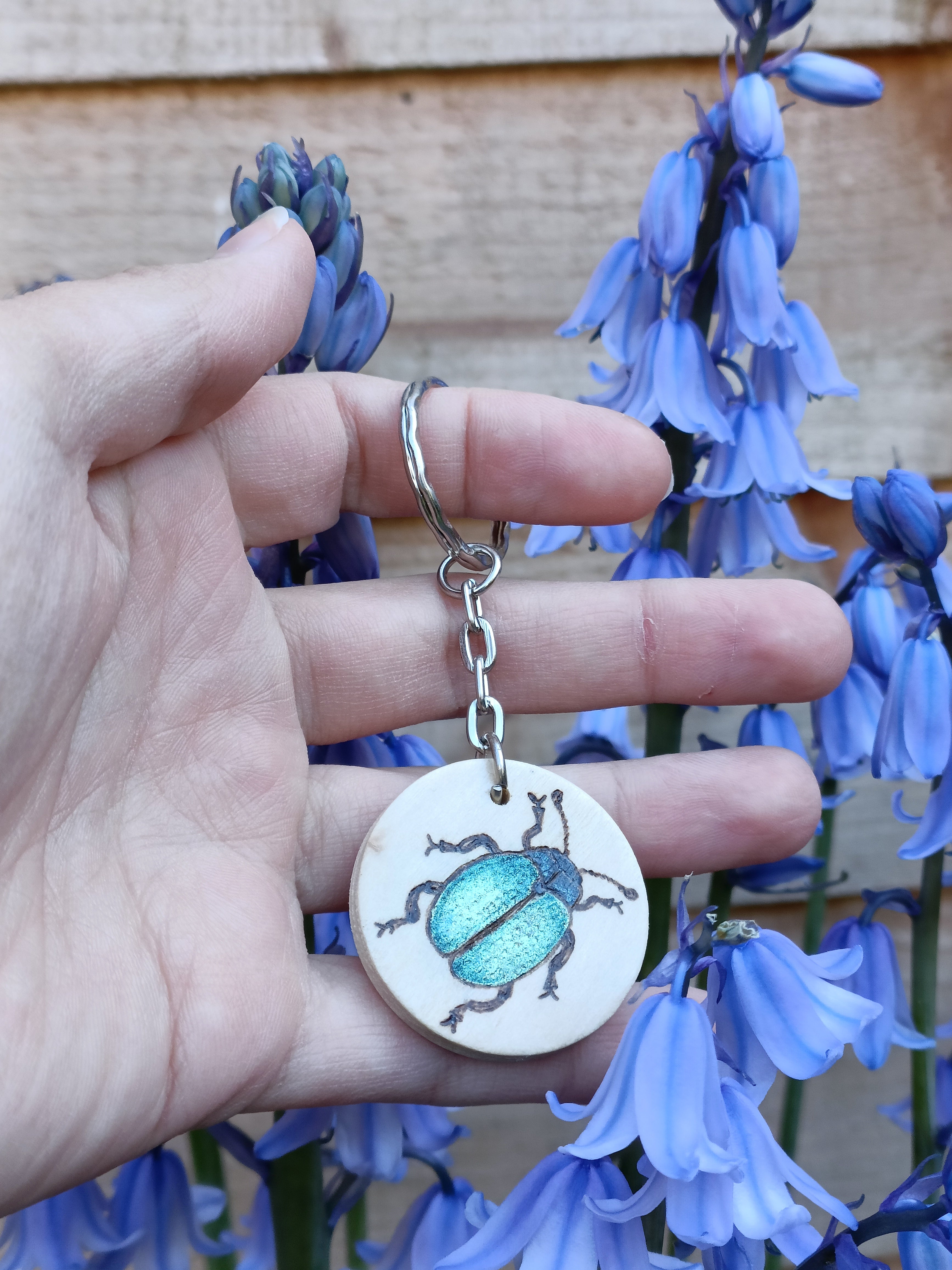 Blue Beetle Insect Keyring