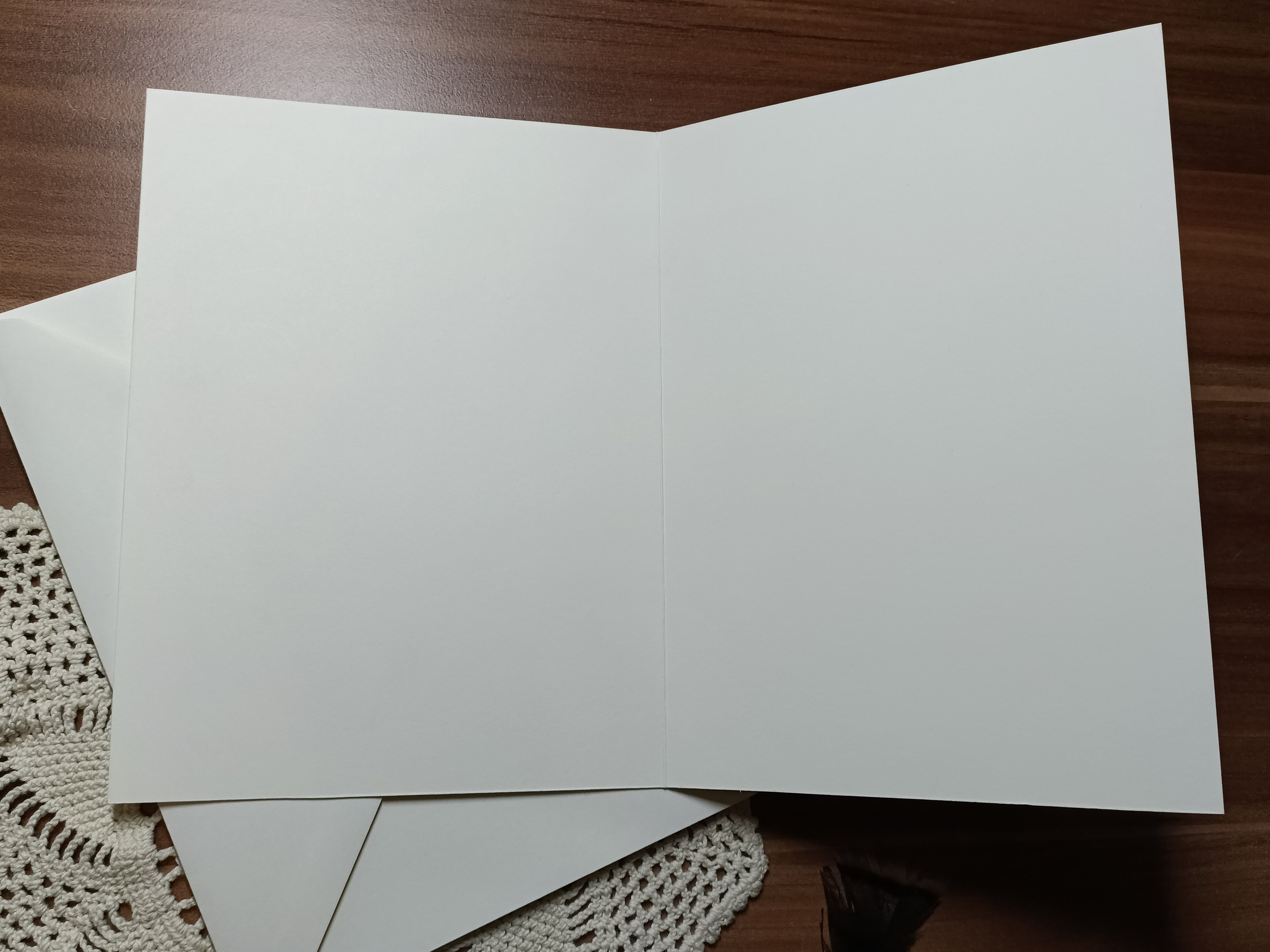 The open card showing the blank pages inside.
