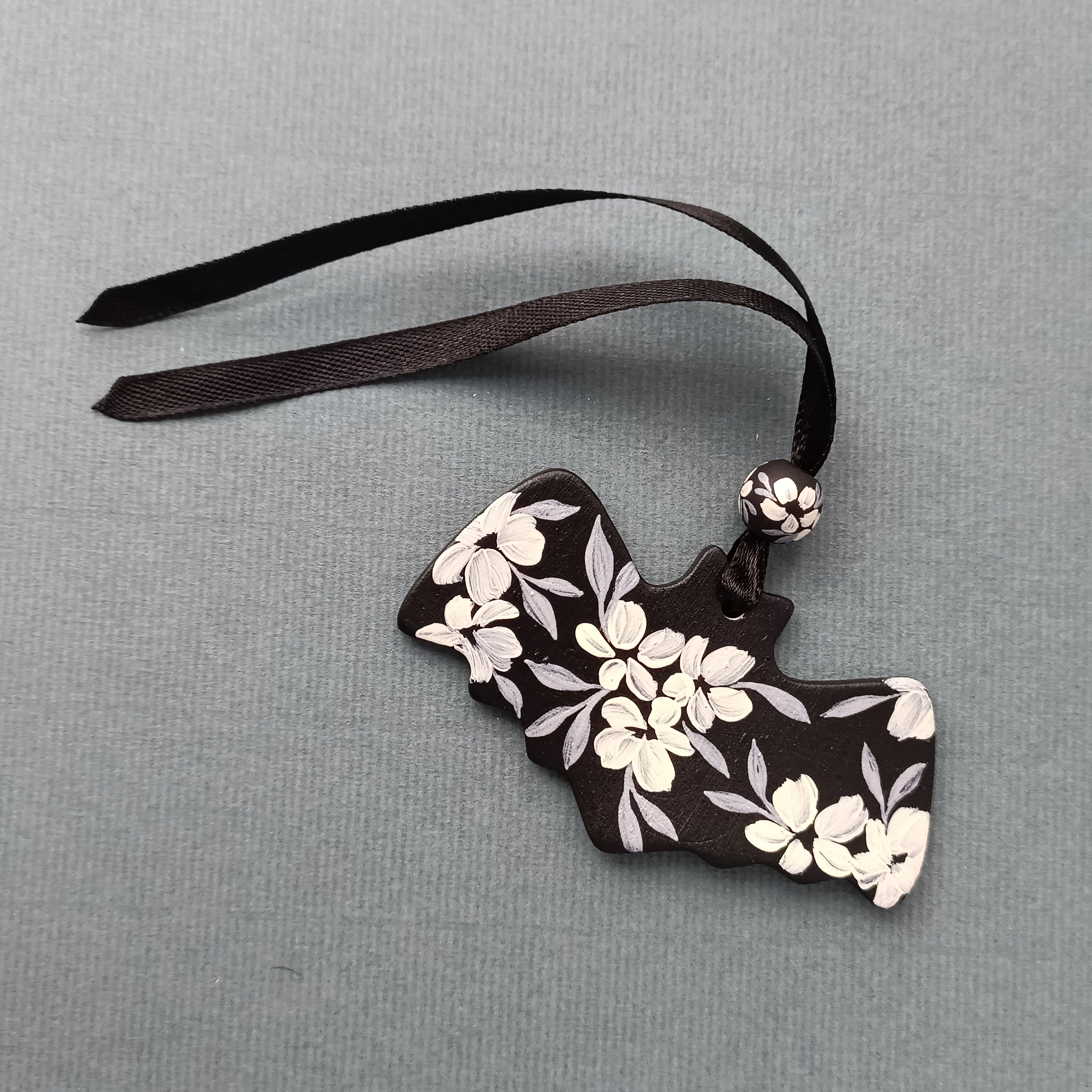 Silver Bat - Clay Ornament