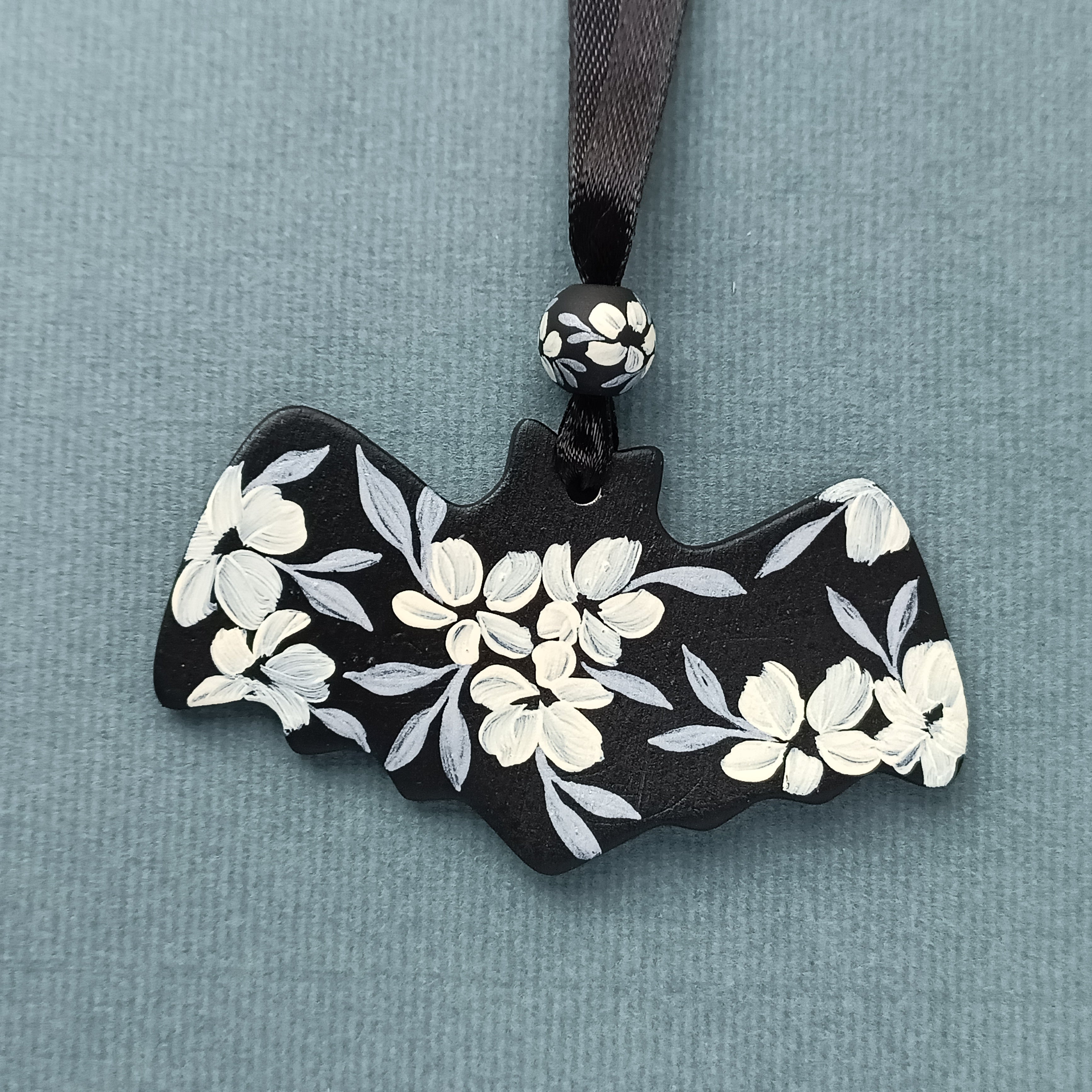 Silver Bat - Clay Ornament