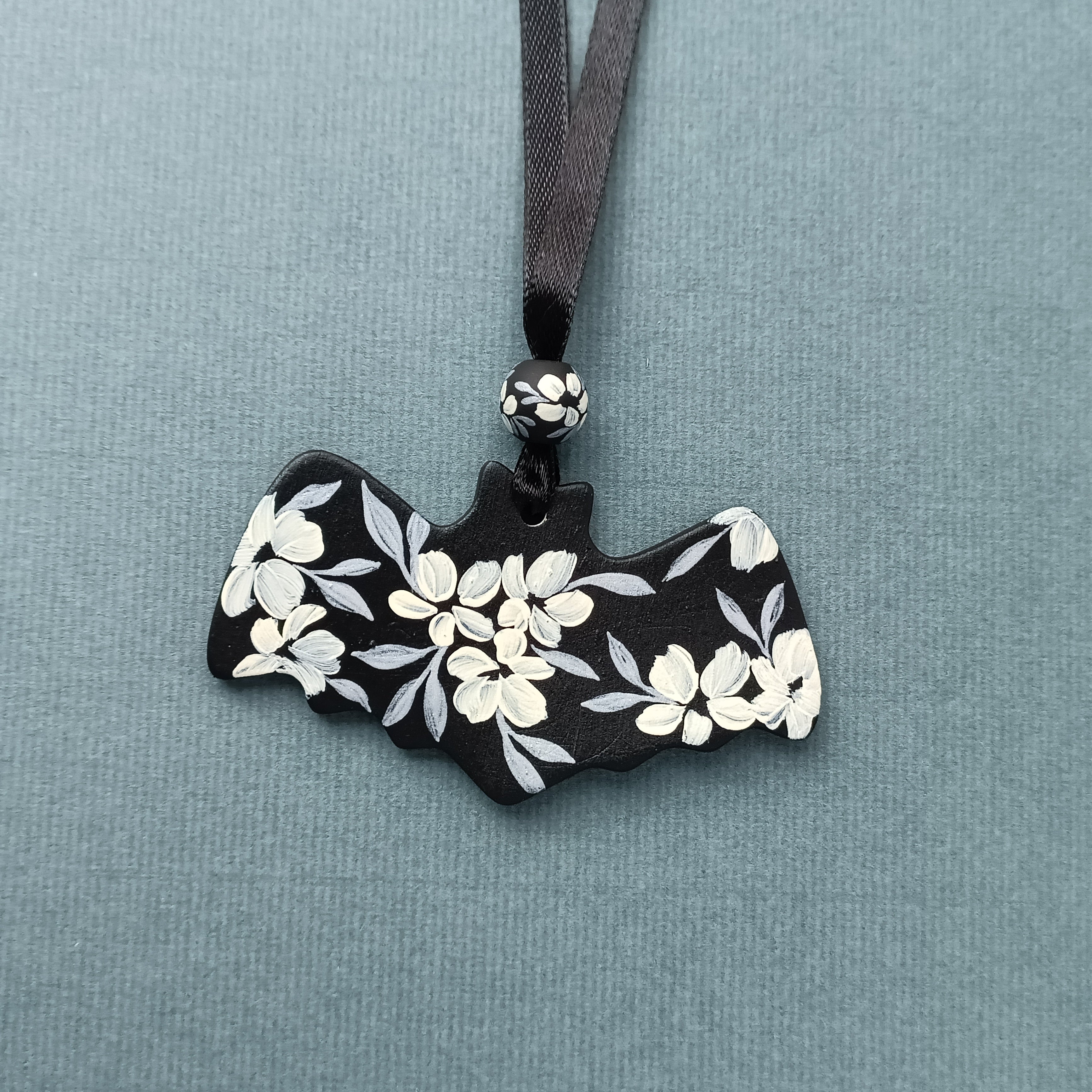 Silver Bat - Clay Ornament