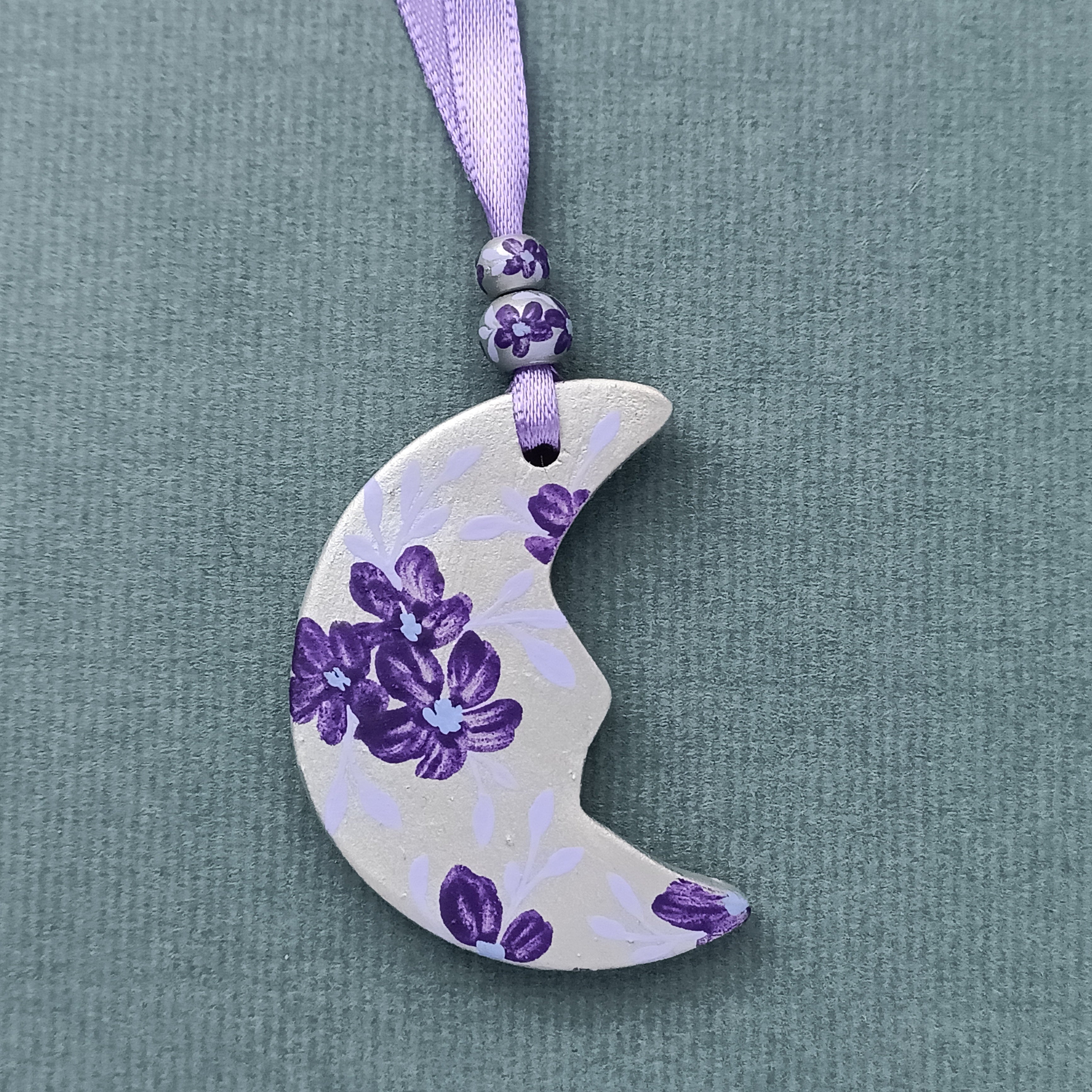 Purple Moon - Clay Ornament