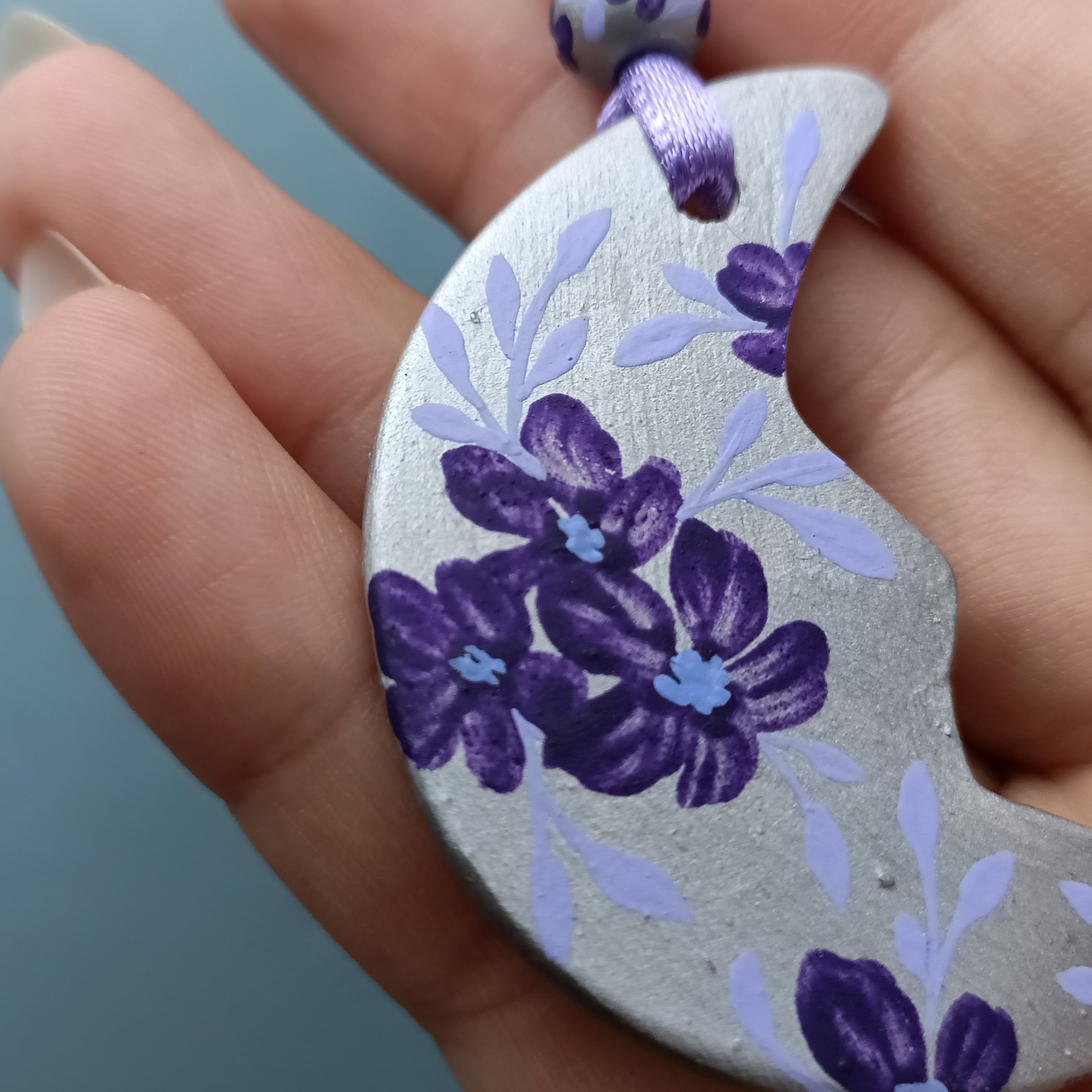 Purple Moon - Clay Ornament