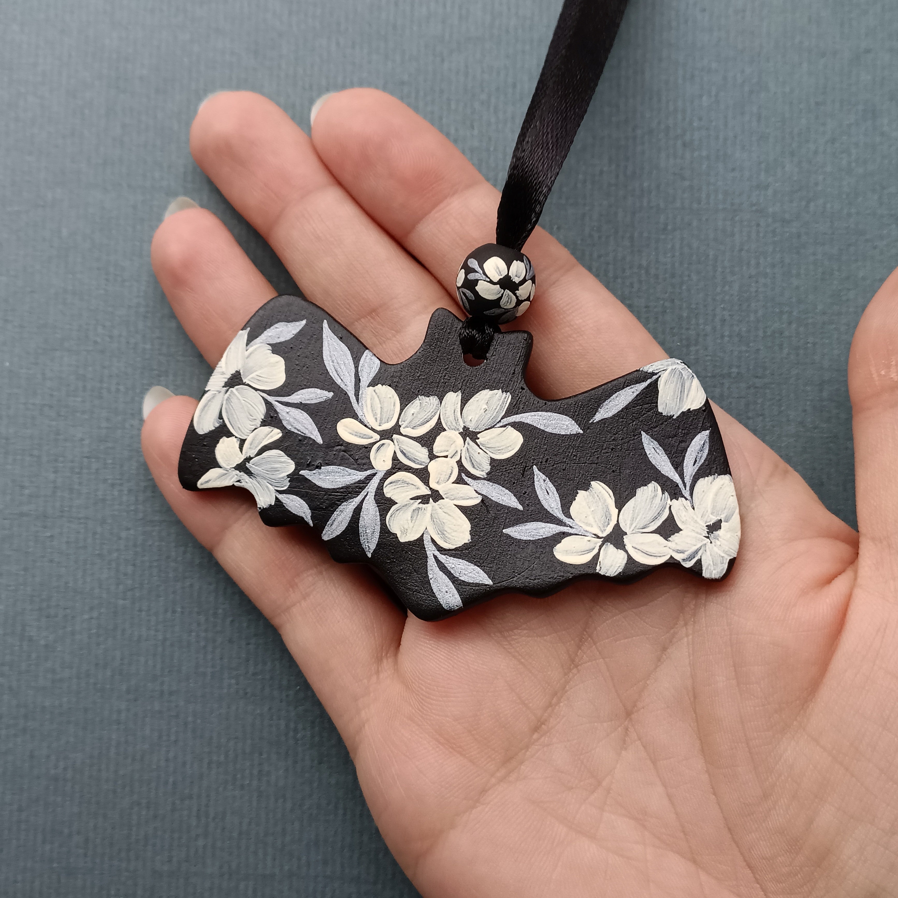 Silver Bat - Clay Ornament