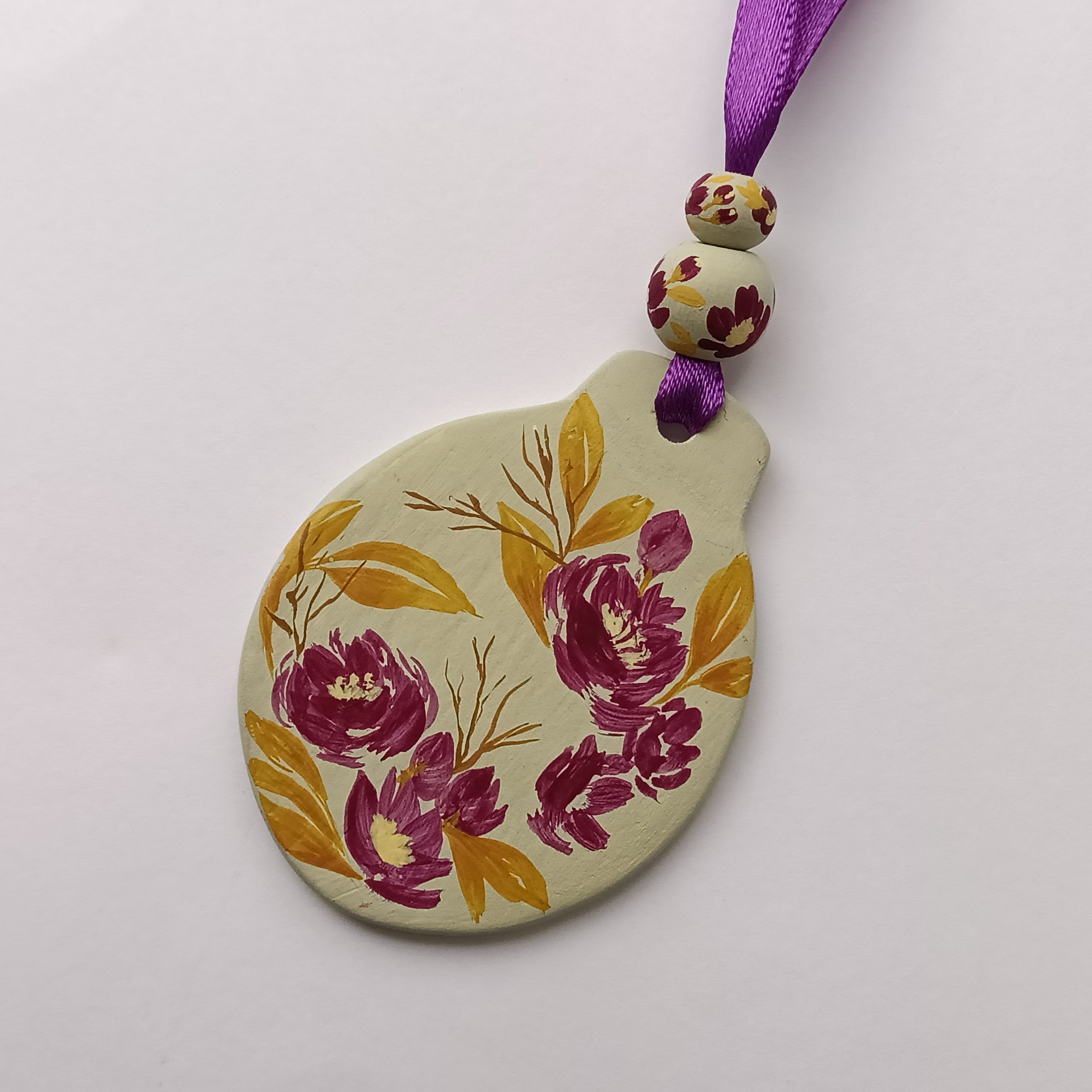Purple Flowers Bauble - Clay Ornament