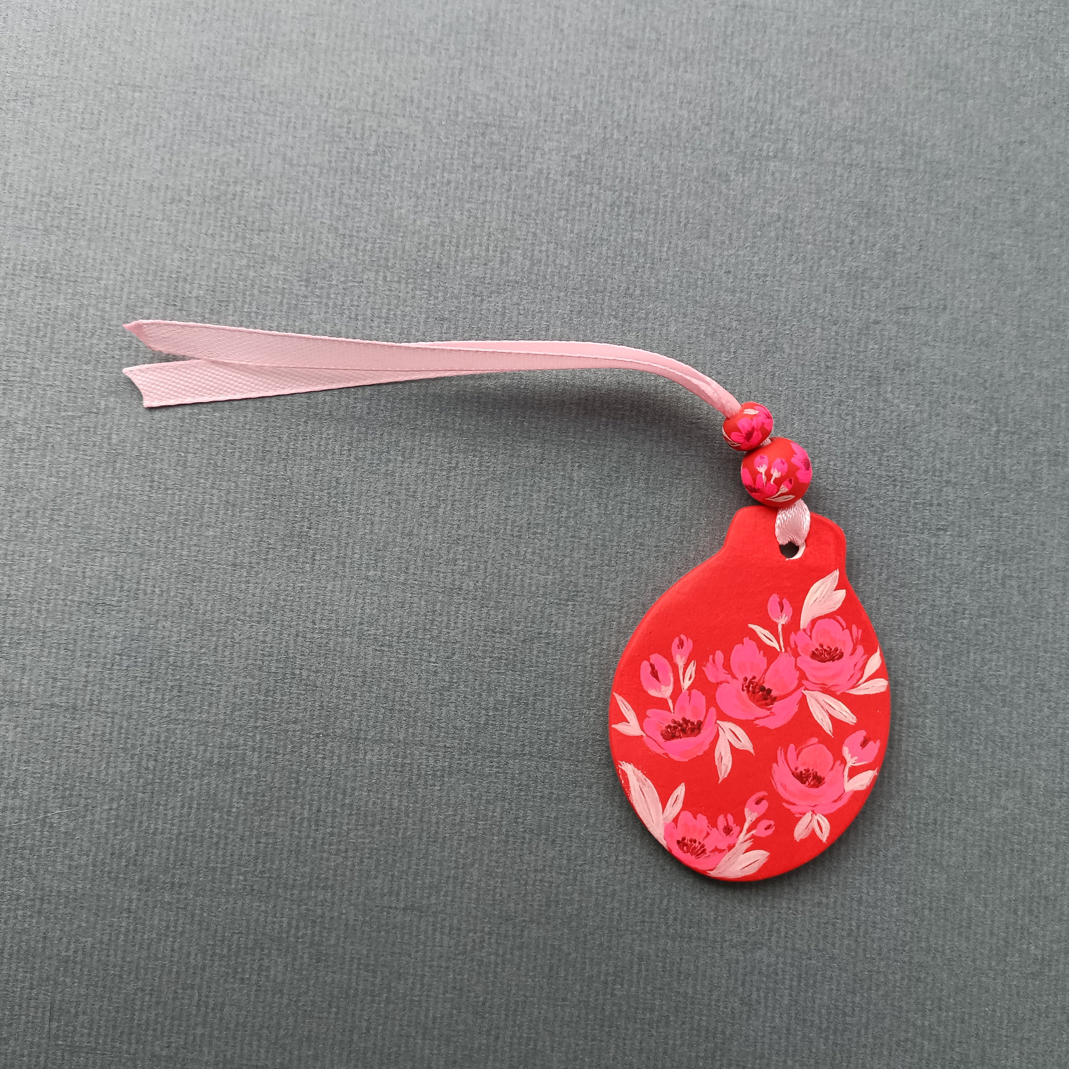 Hot Pink Flowers Bauble - Clay Ornament
