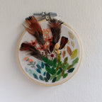 Seasonal Leaves - Small Embroidery with Feathers