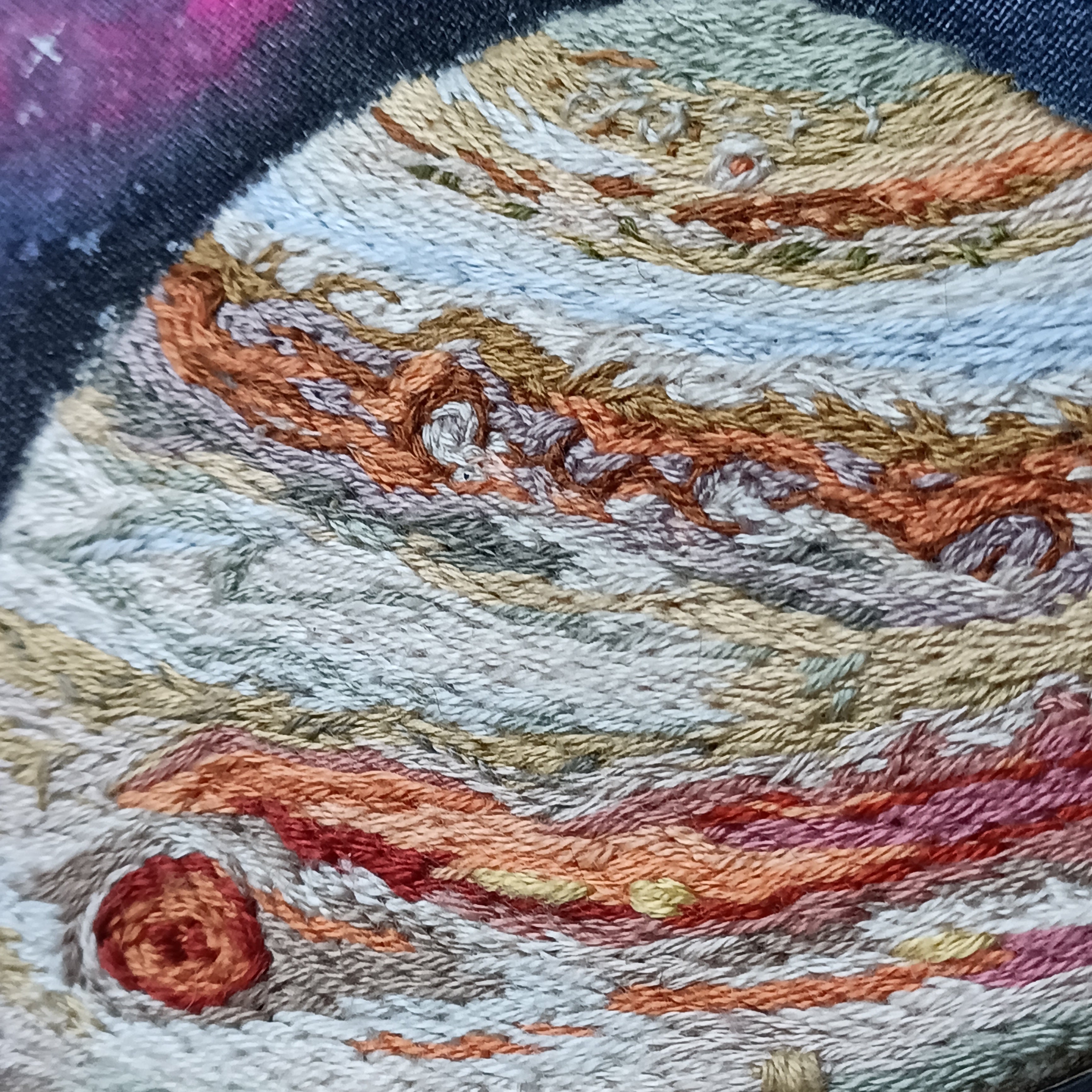 Space Planets - Medium Mixed Media Embroidery Art