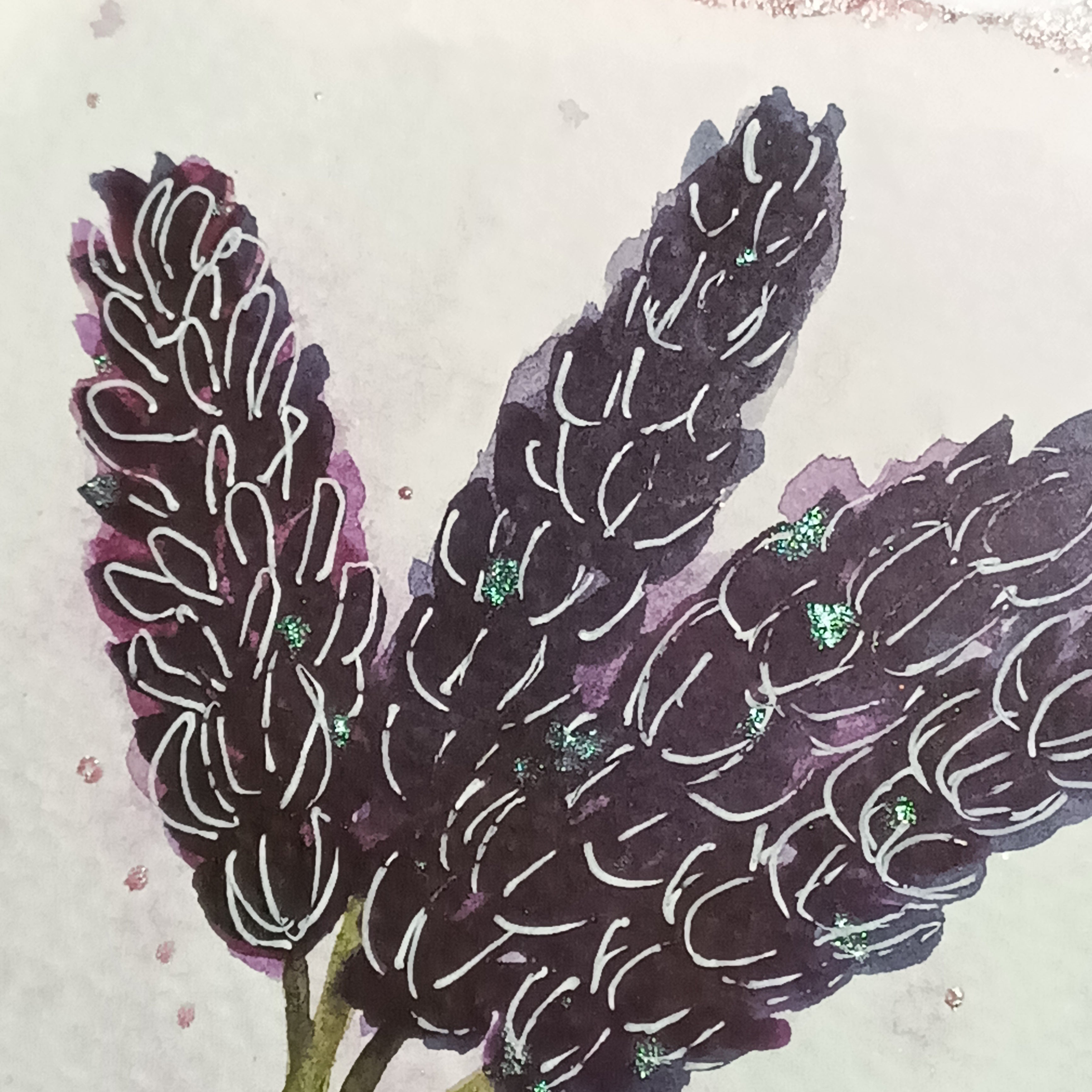 Lavender on Black - Original Watercolour Illustration