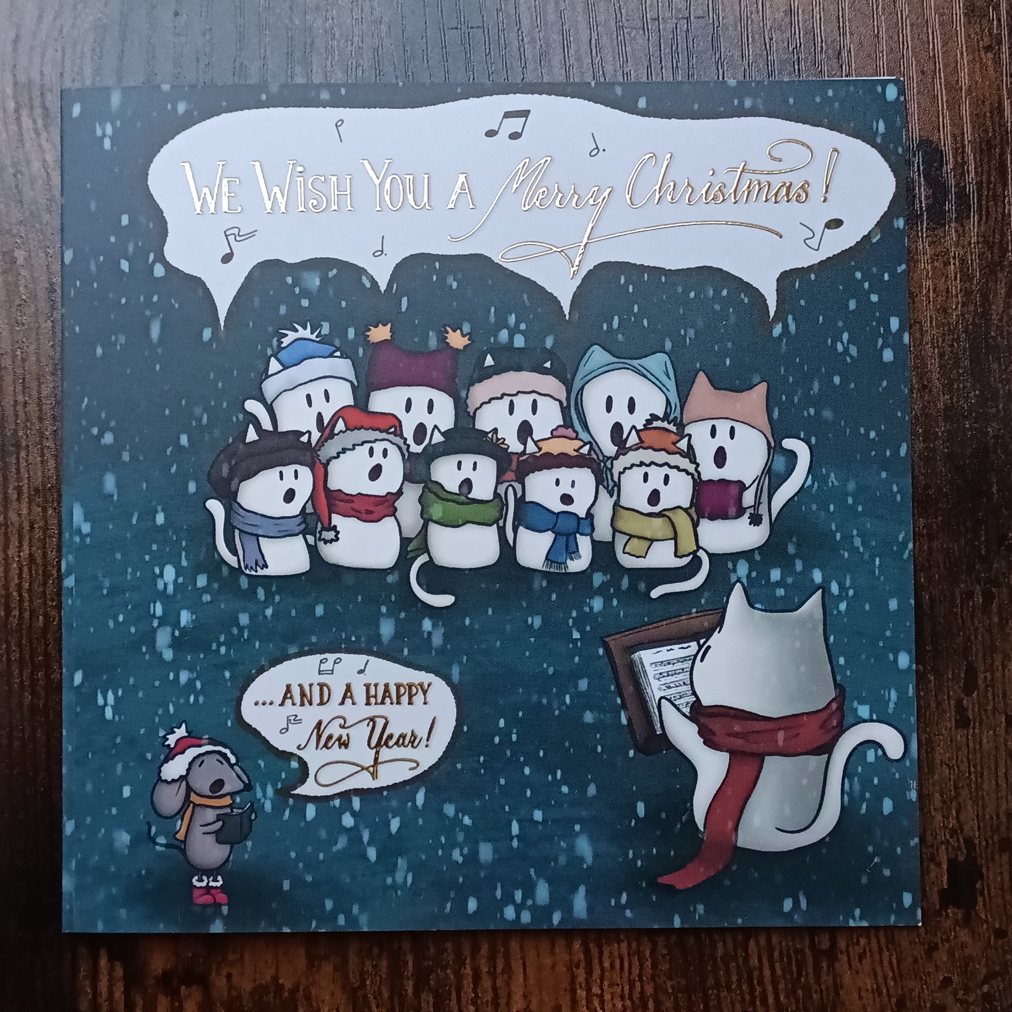 Caroling Choir Cats Greetings Card (Pack of 10)