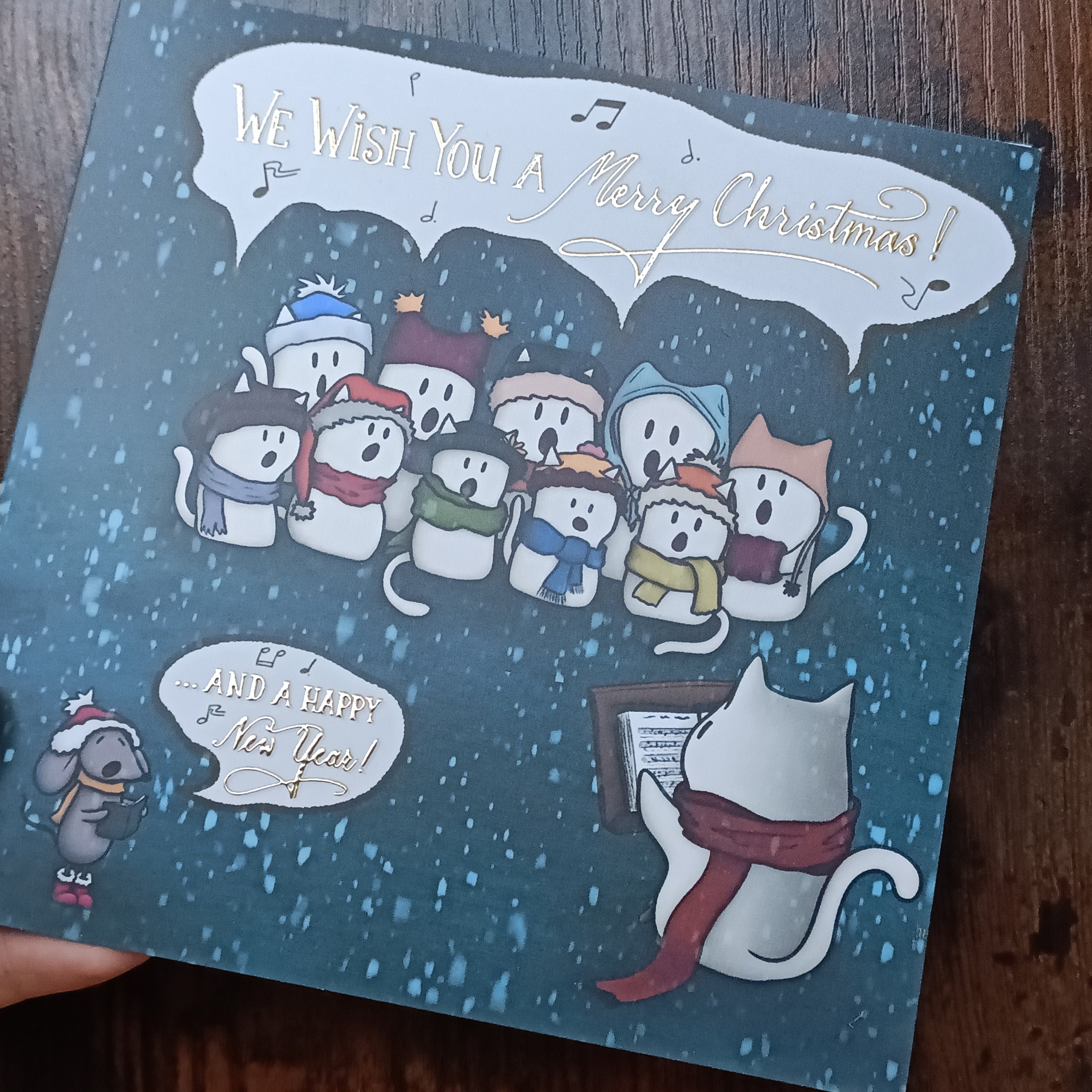 Caroling Choir Cats Greetings Card (Pack of 10)