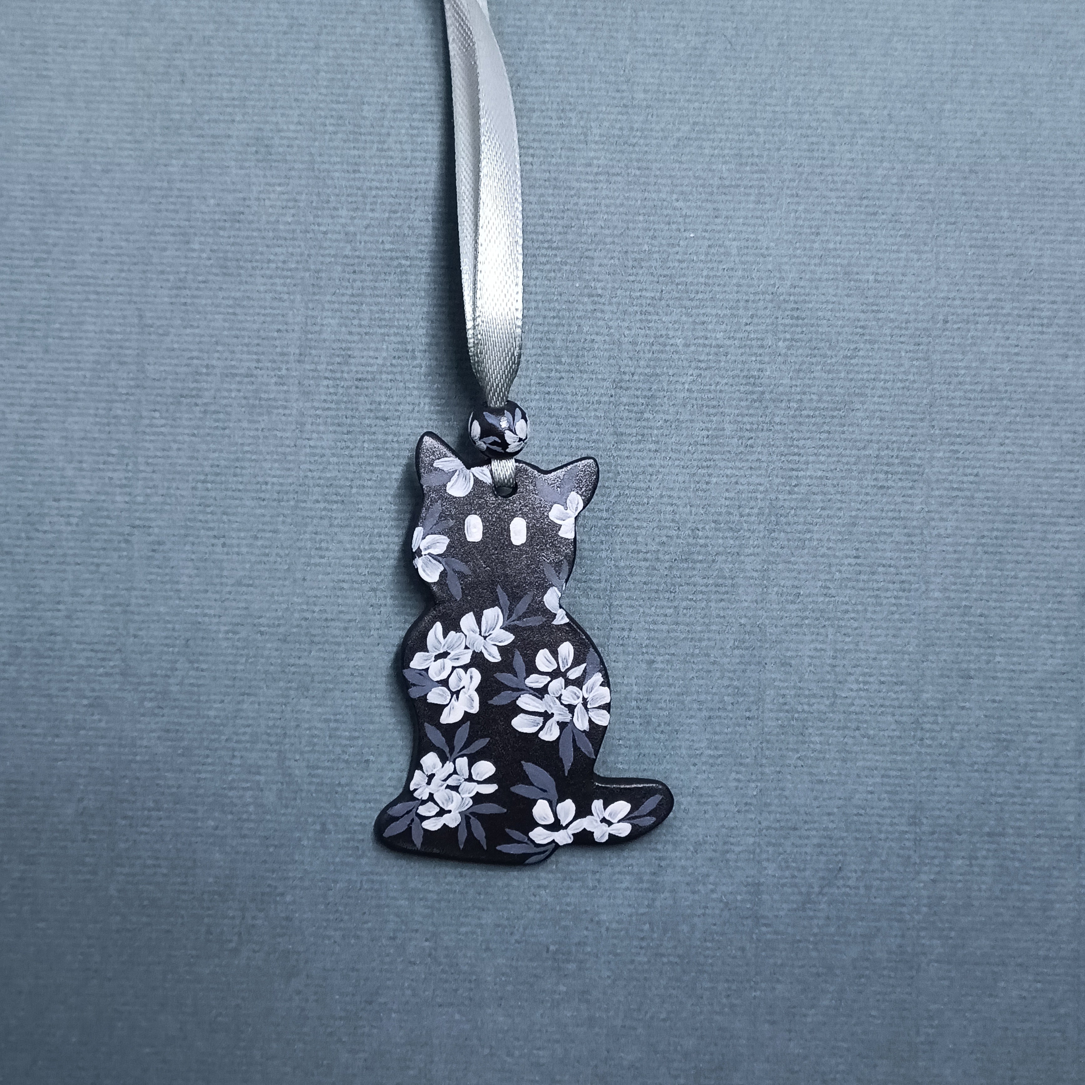 Black and White Cat - Clay Ornament