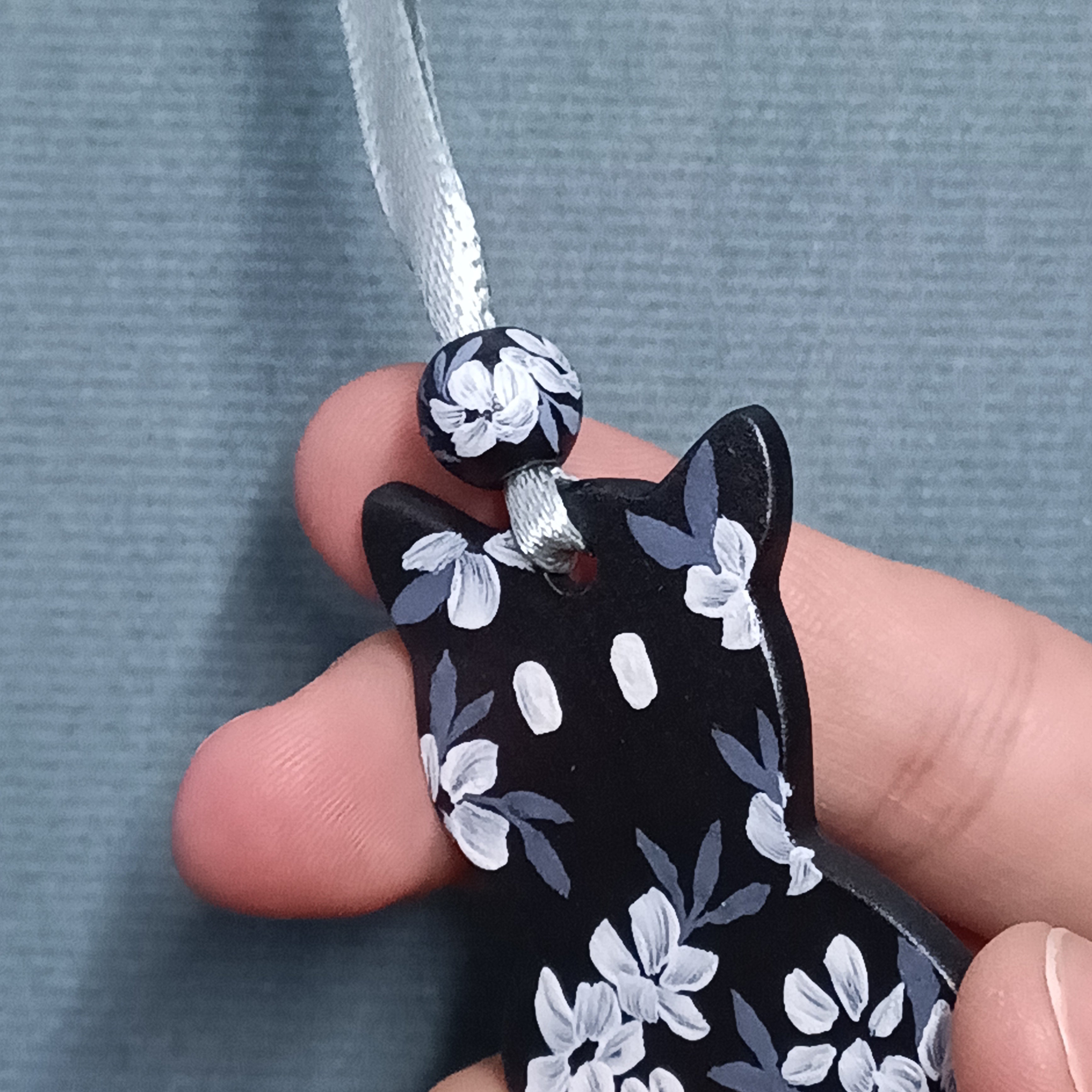 Black and White Cat - Clay Ornament