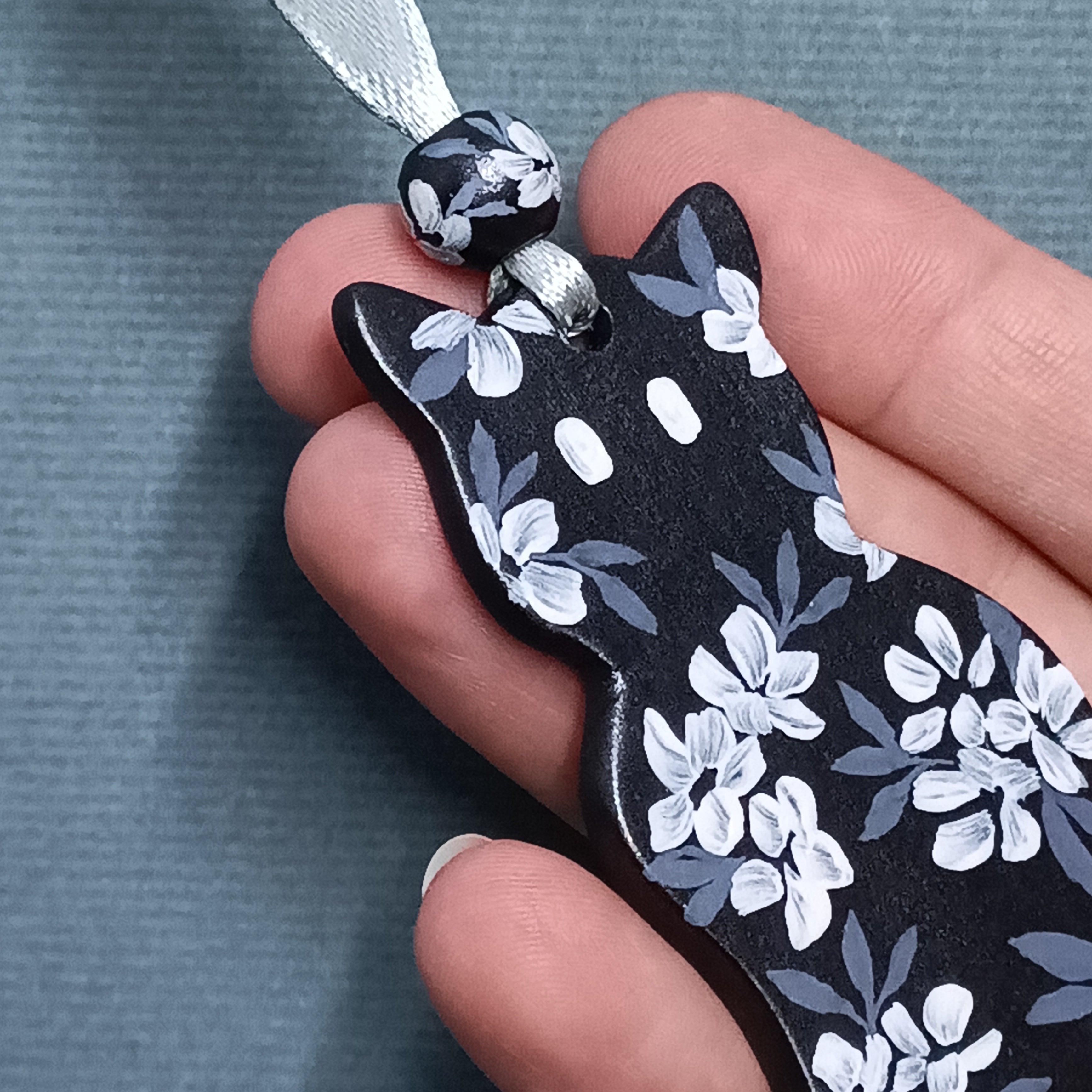 Black and White Cat - Clay Ornament