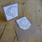 Mandala Moon Cat Greeting Card