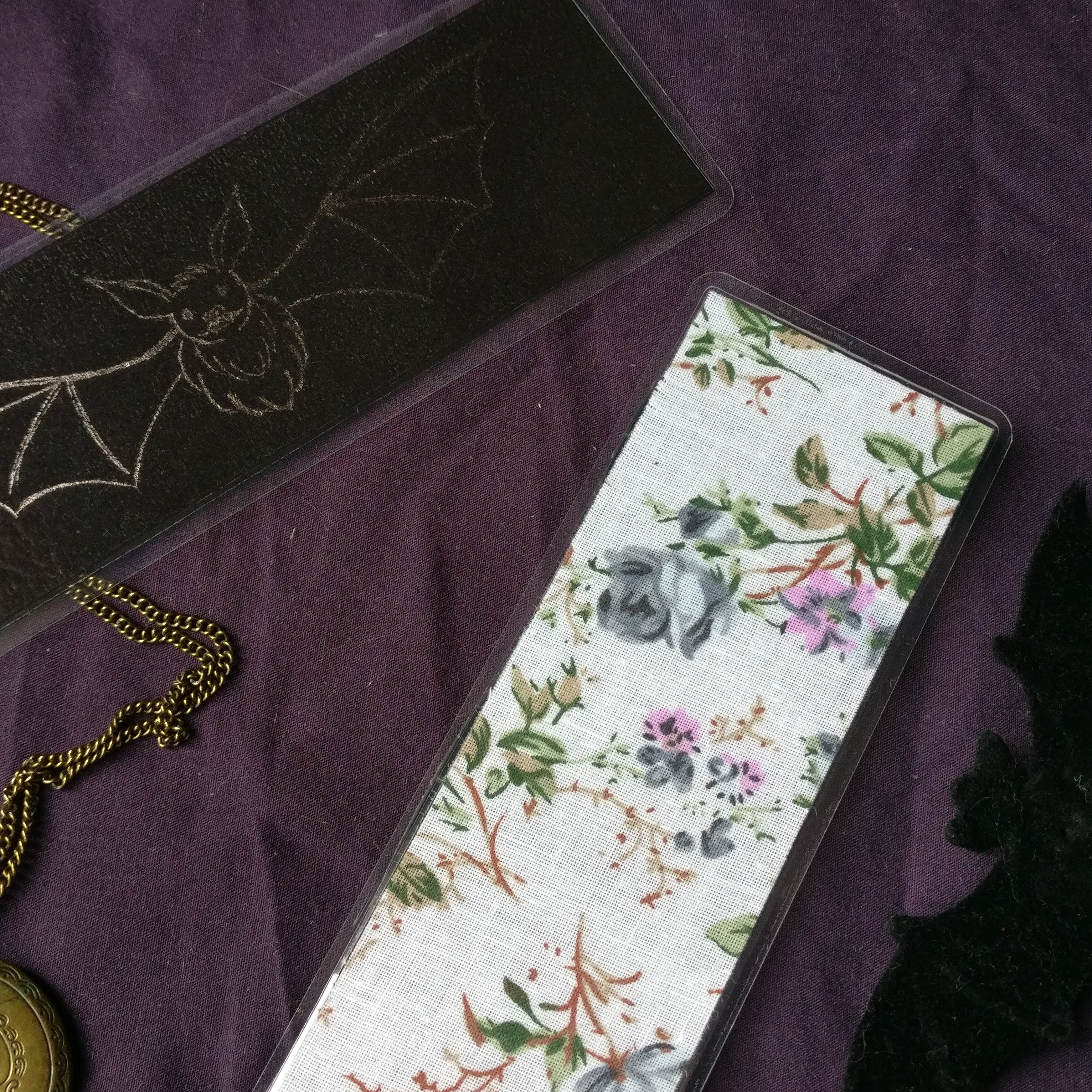 Focus on the White Floral fabric backing.