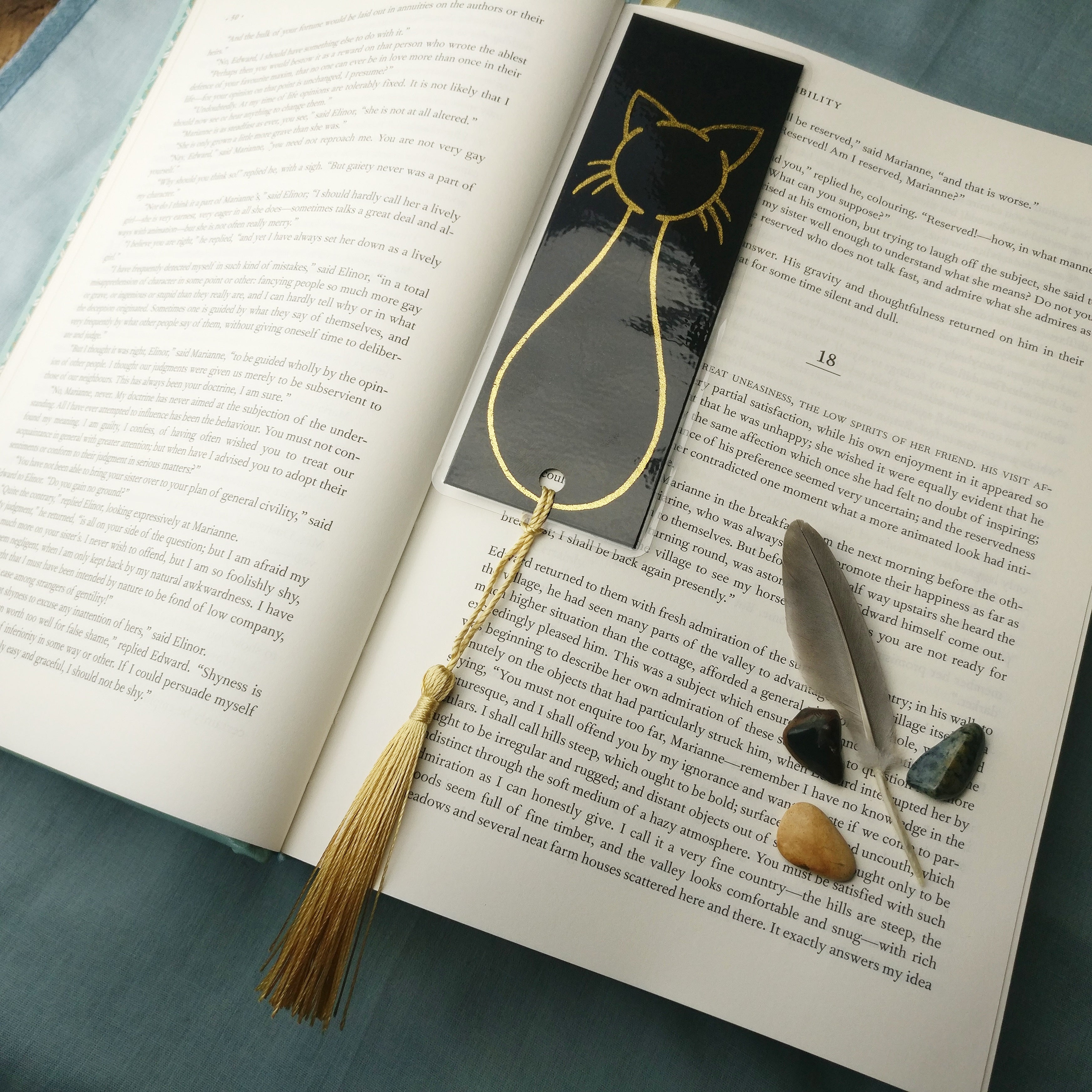 Tassel Tail Cat Bookmark - Foiled