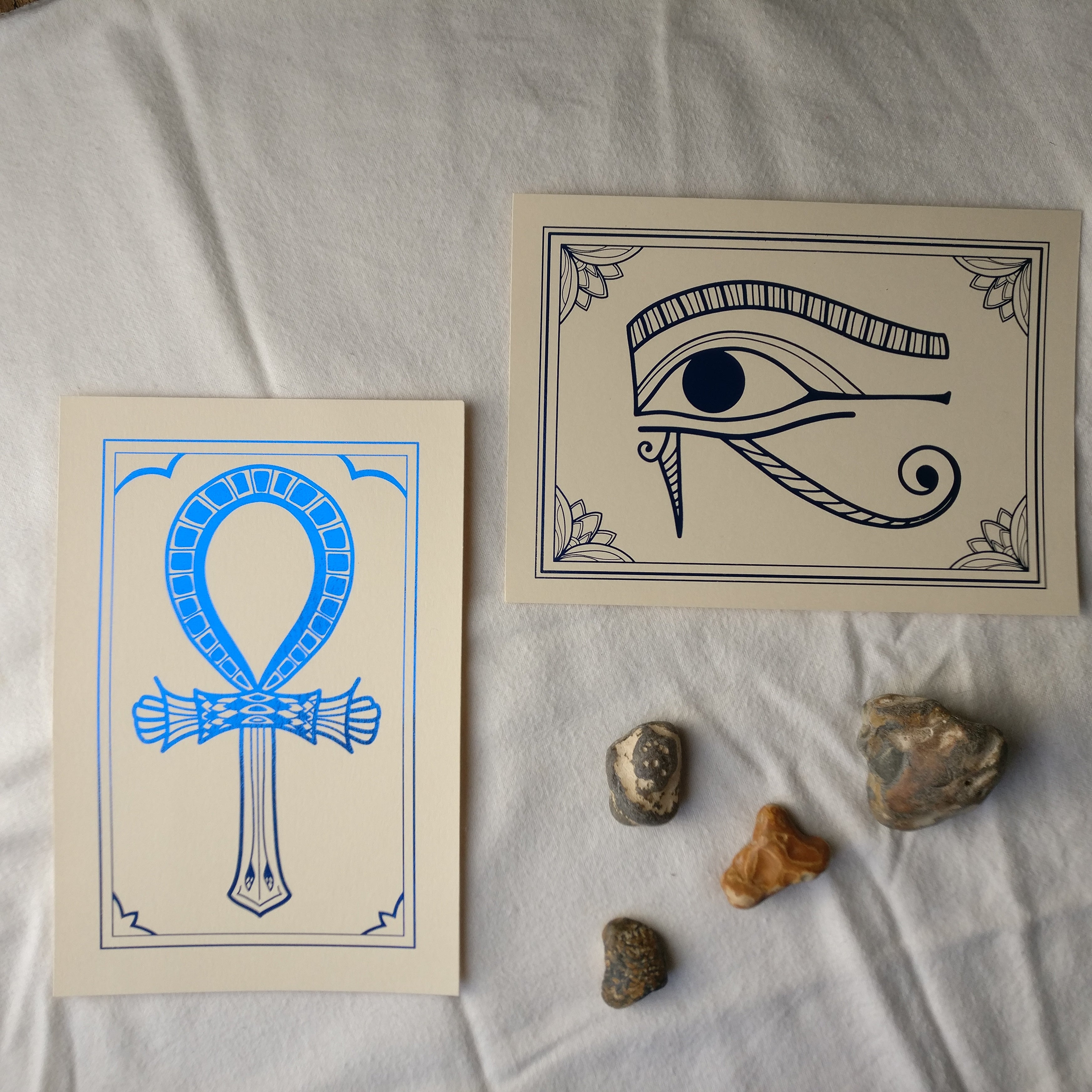 Egyptian Hieroglyphs - A4 Mounted Foil Print