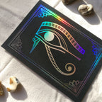 Holographic Silver foiled Eye of Horus print before mounting.