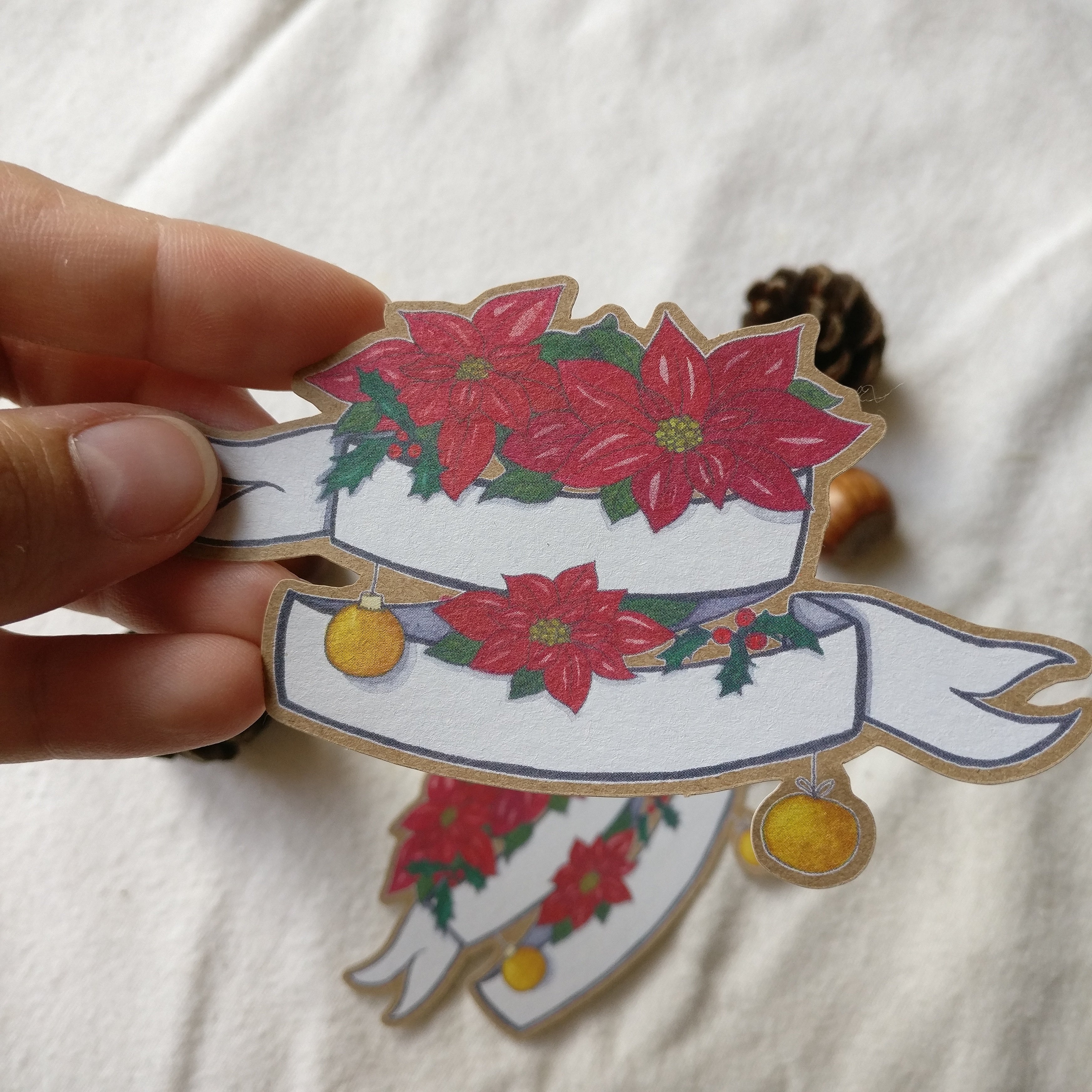 Poinsettia Banner Sticker