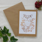 The Cat Mail greeting card with rose-gold foil.