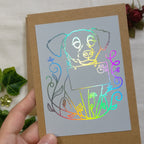 The Dog Mail card with holographic silver foil.