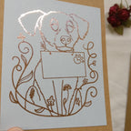 The Dog Mail card with rose-gold foil.