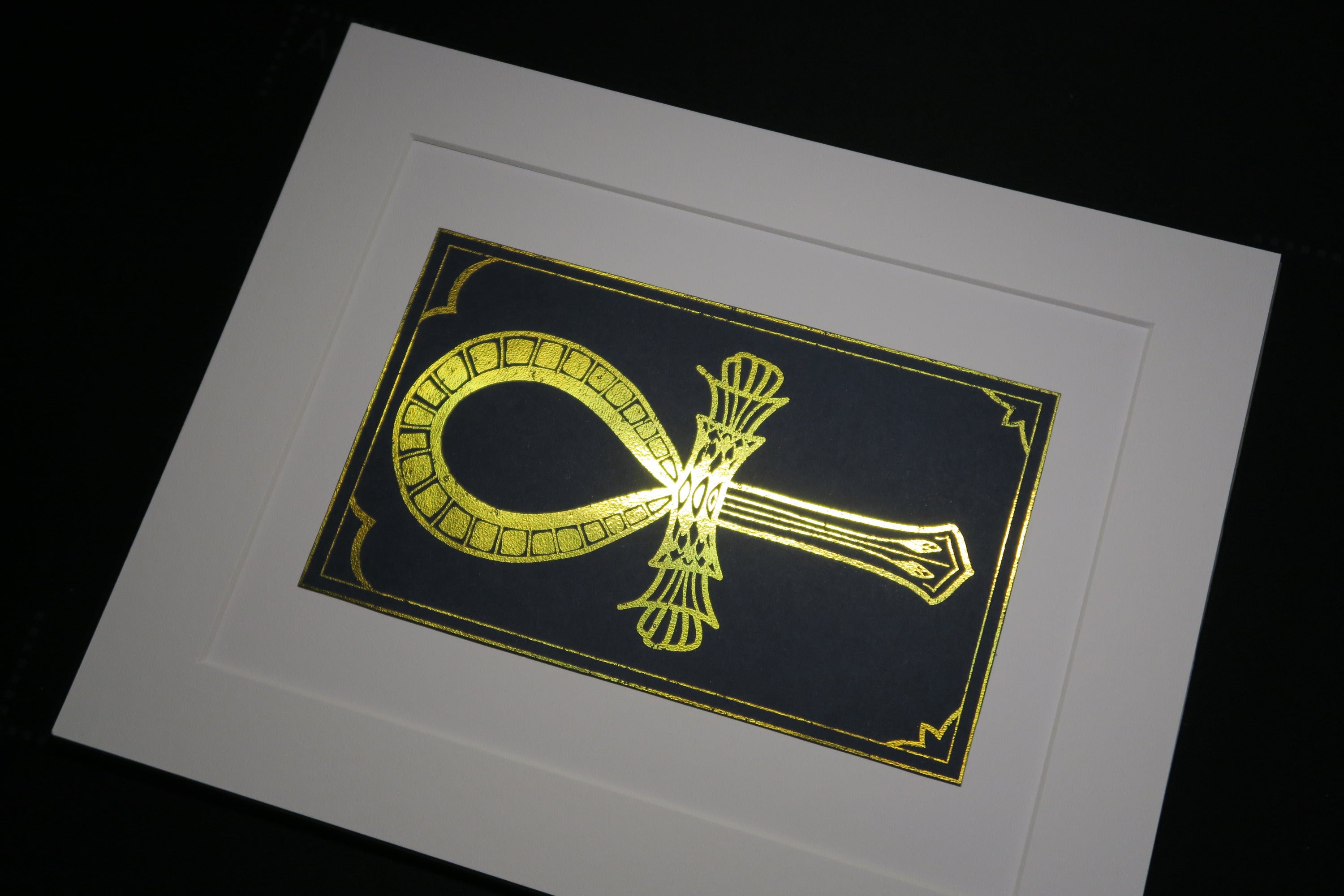 Ankh Foil Print - A4 Mounted Egyptian Hieroglyphs