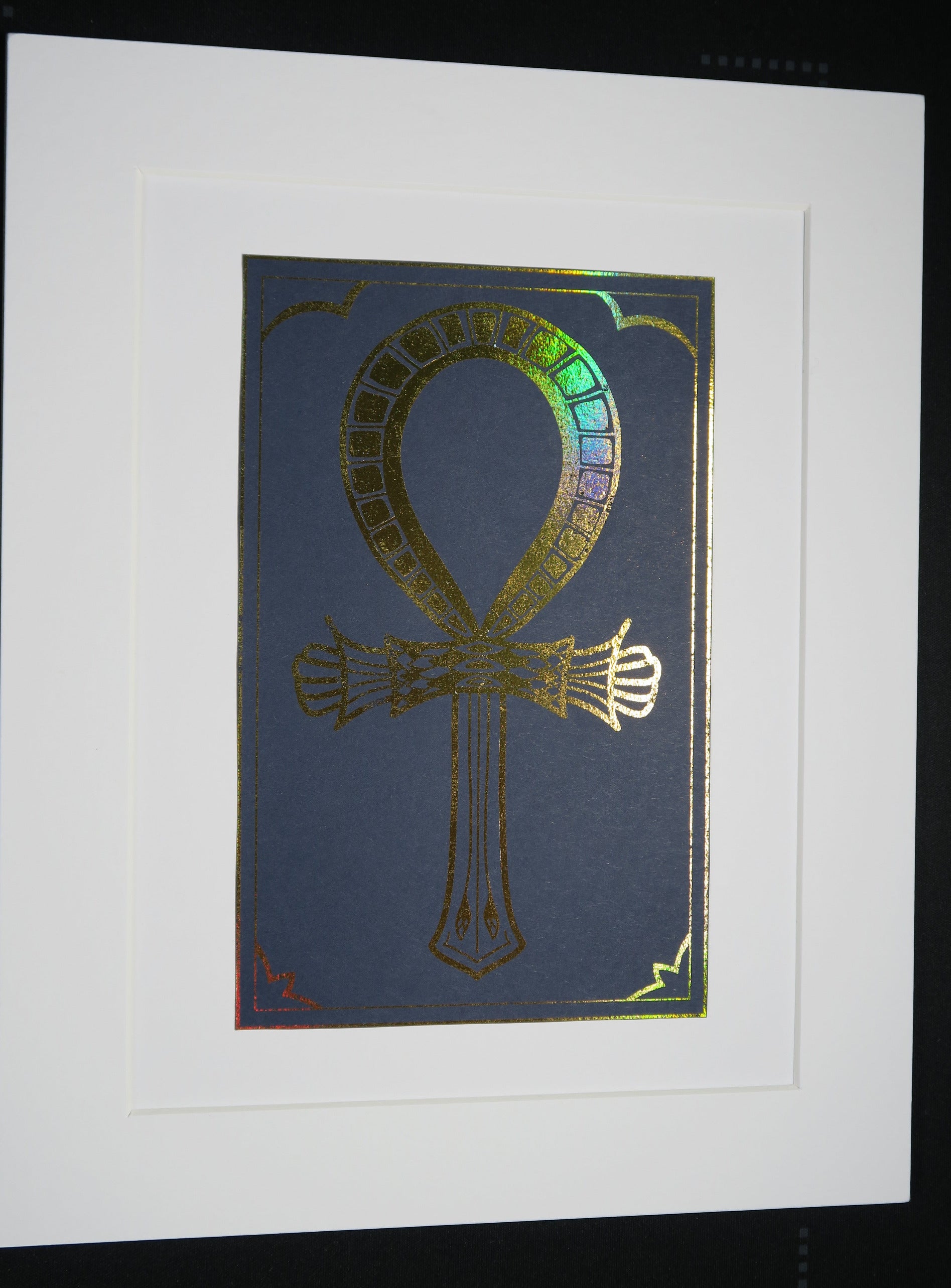 Ankh Foil Print - A4 Mounted Egyptian Hieroglyphs